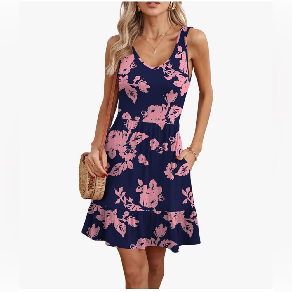 NWT Floral Sleeveless V Neck Dress-S